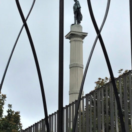 View of the Calhoun statue from the Holocaust Memorial, 2019