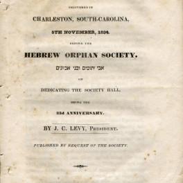Levy's speech to Hebrew Orphan Society